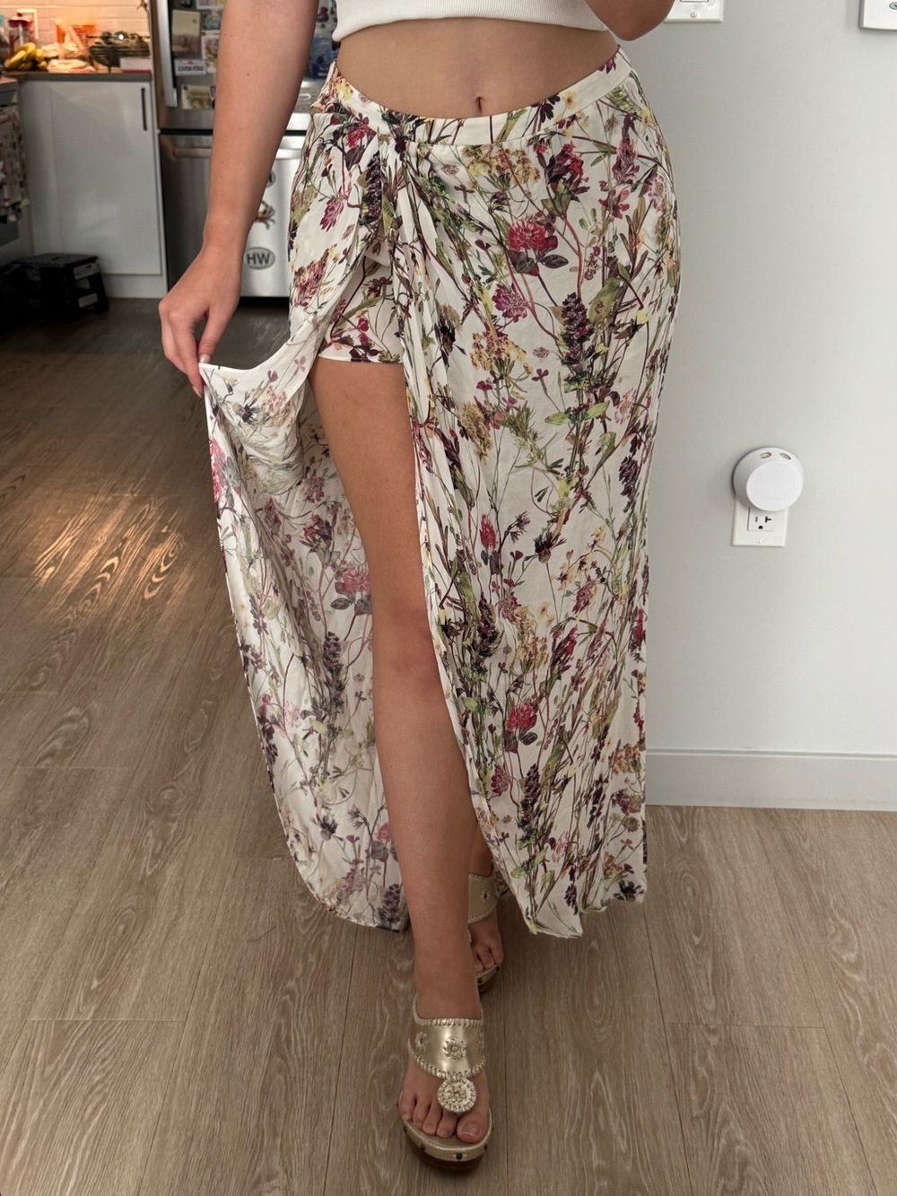 Haute Hippie Silk Foral High/Low Maxi Skort Size Large/Medium